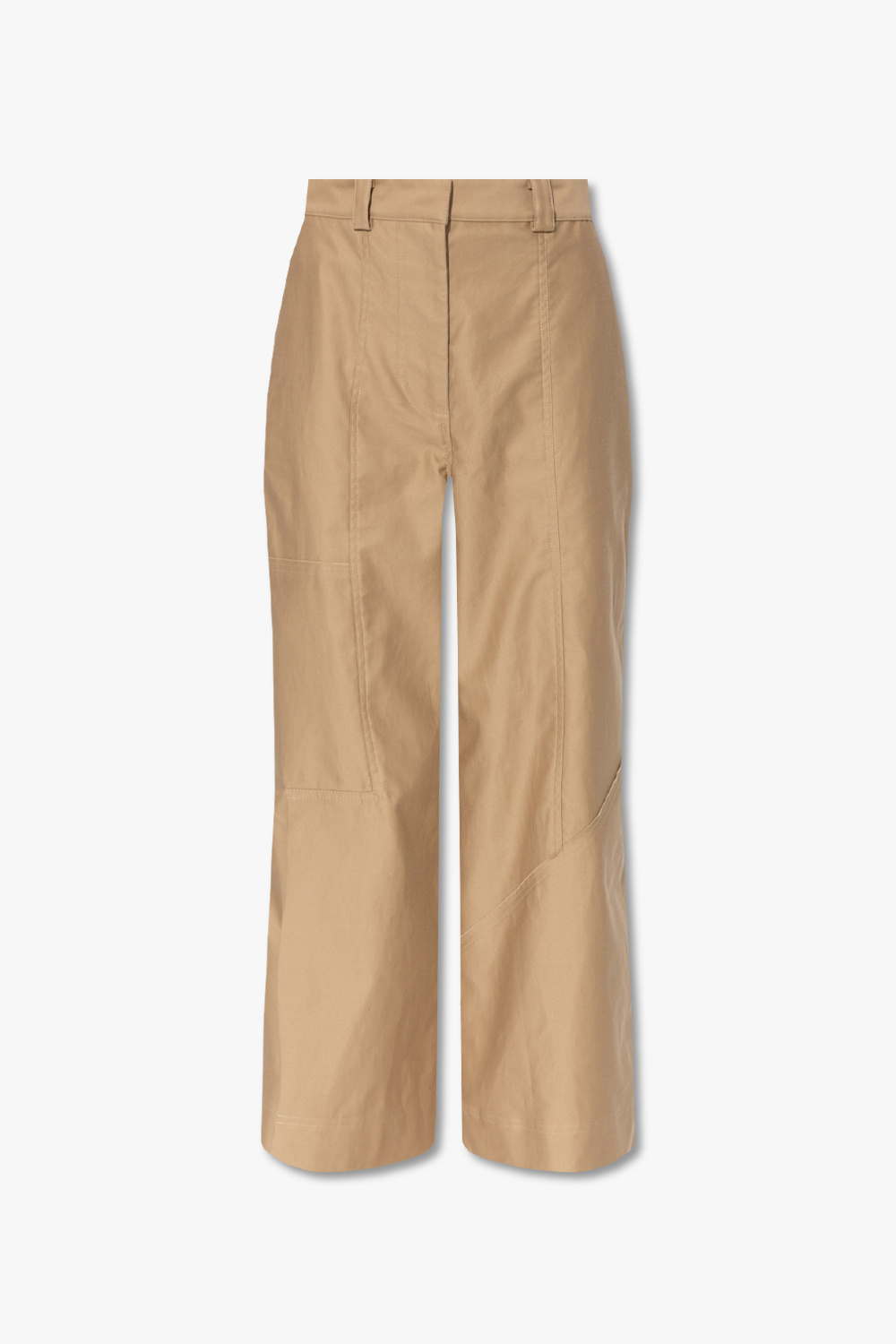 Beige Cotton bleached-wash trousers with slits JW Anderson